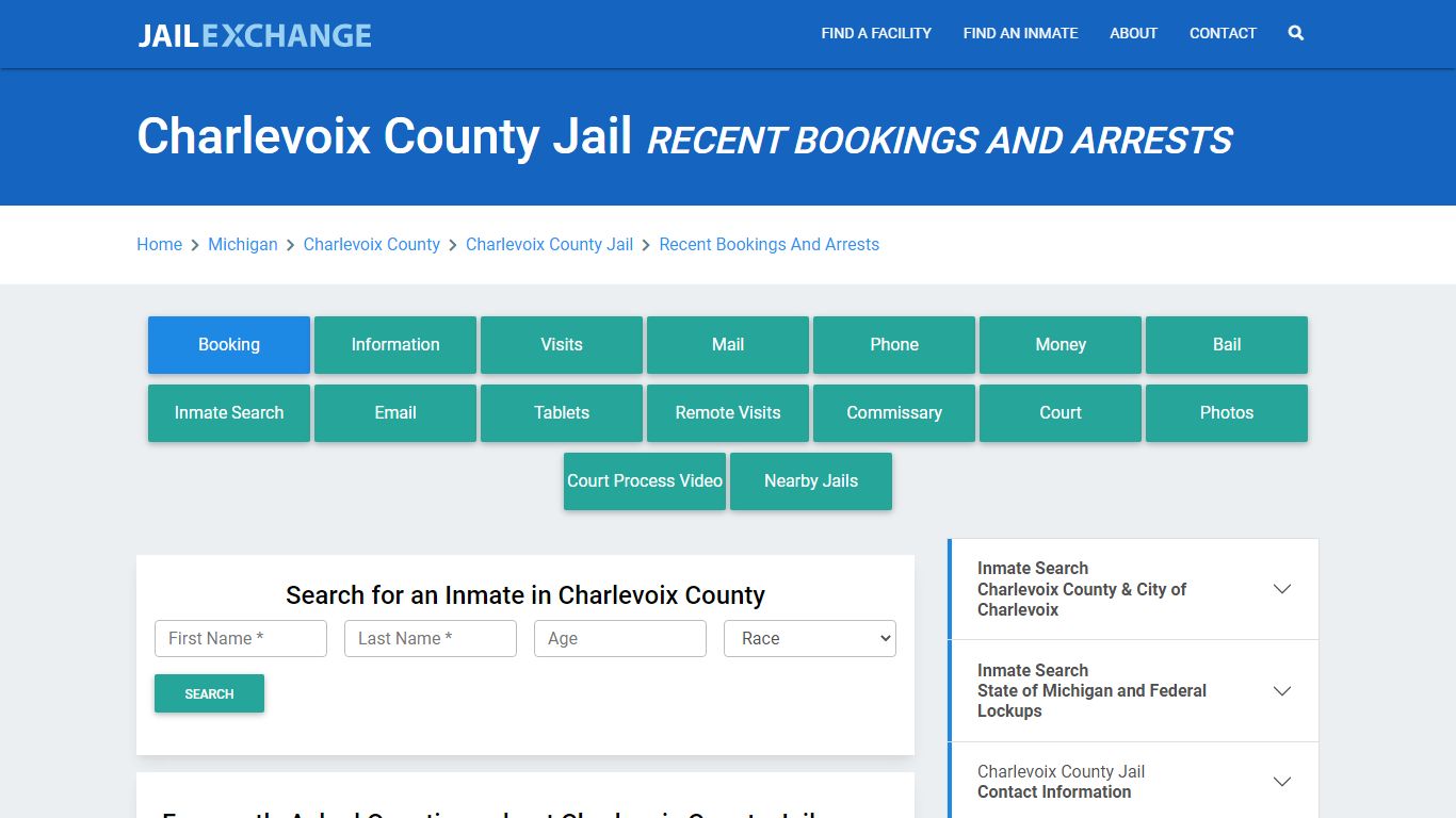 Charlevoix County Jail Recent Bookings And Arrests